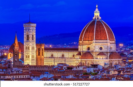 Florence Or Firenze Sunset Aerial Cityscape