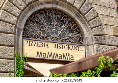 Florence, Italy - July 12, 2022: Signage For A Pizza Restaurant In Florence, Italy
