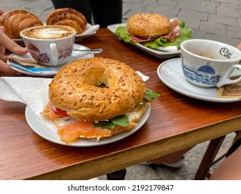 Florence, Italy - July 12, 2022: Sandwiches On A Plate In A Cafe In Florence, Italy
