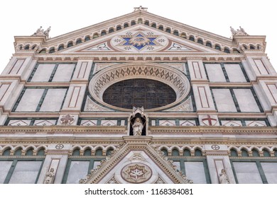 Florence, Italy, June 11, 2015: Exterior view of the facade of Basilica De Sante Croce,  Florence, Italy