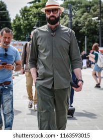 FLORENCE, Italy- June 14 2018:Raimondo Rossi on the street during the Pitti.