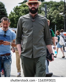 FLORENCE, Italy- June 14 2018:Raimondo Rossi on the street during the Pitti.