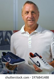 Florence, Italy - June 17 2009: 76th Pitti Immagine Uomo - Johan Cruijff presents his new line of shoes at the Cruyff Classics stand.