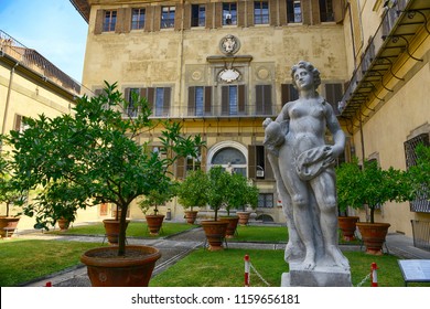 FLORENCE, ITALY - June, 2017: Garden of Palazzo Medici-Riccardi in Florence, Italy