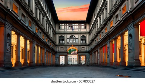Florence, Italy - June 21, 2016. Uffizi gallery in Florence, Italy. It is one of the oldest and most famous art museums of Europe.