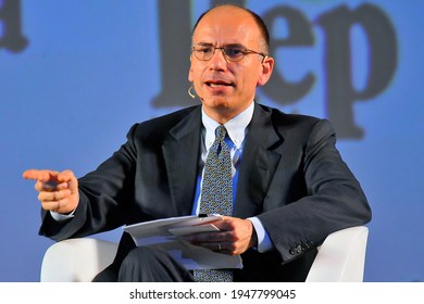 Florence, Italy - June 8 2013: Enrico Letta Speaks During A Public Meeting.