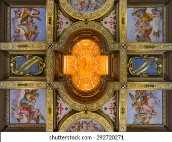 FLORENCE, ITALY - MARCH 14, 2015:Ceiling Fresco In The House Of Birth Of Michelangelo (Casa Buonarroti) 