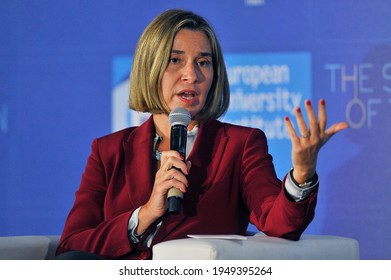 Florence, Italy - May 05 2017:  Federica Mogherini Speaks During A Political And Financial Meeting.