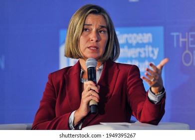 Florence, Italy - May 05 2017:  Federica Mogherini Speaks During A Political And Financial Meeting.