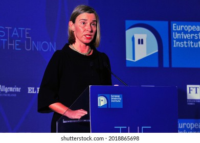 Florence, Italy - May 11 2018: Federica Mogherini Speaks During A Political And Financial Meeting.