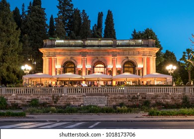 Florence, Italy, May 2017 - Elegant Restaurant In Florence At Twilight