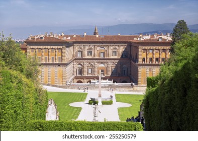 FLORENCE, ITALY - MAY 9, 2014: Boboli Gardens and Pitti Palace summer day in Florence