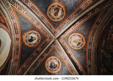 Florence, ITALY - NOVEMBER 8, 2014: Ceiling At Officina Profumo Farmaceutica Di Santa Maria Novella                               