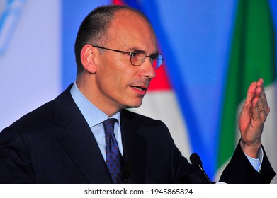 Florence, Italy - October 23 2013: Enrico Letta Speaks During A Political Congress