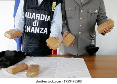 Florence, Italy – October 26 2005: Drug Seizure By The Finance Police.