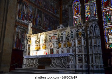 Florence, Italy - September 14, 2016: Santa Maria Novella, Tornabuoni Chapel