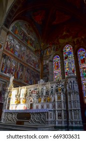 Florence, Italy - September 14, 2016: Santa Maria Novella, Tornabuoni Chapel