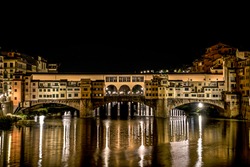 "Florence, Tuscany/Italy - 08 23 2020: The Ponte Vecchio By Night"