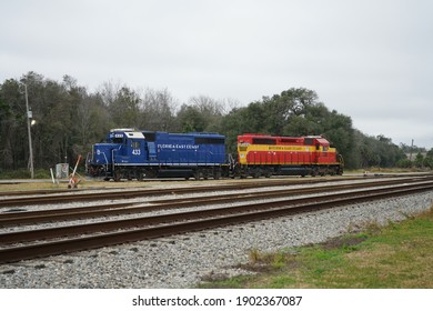 The Florida East Coast (FEC) Railway Locomotives (#433 And #720) In New Smyrna Beach, Florida On Sunday. January 24th 2021. 