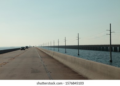 Florida keys highway bridge over sea between islands