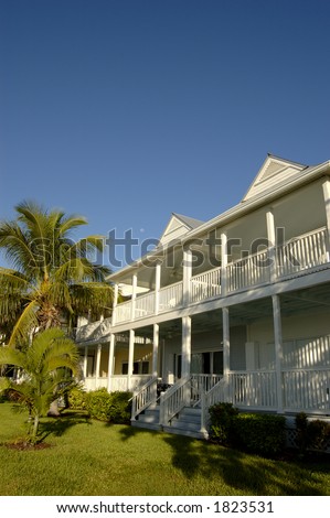 Florida Keys Houses with Moon in the Sky