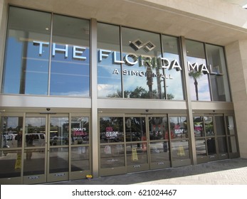  Florida Mall Entrance On 7/17/2016.  The Florida Mall Is A Shopping Mall Located In Unincorporated Orlando, Florida, On The Southeast Corner Of Orange Blossom Trail And Sand Lake Road.