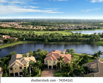 Florida Neighborhood Overlooking Golf Course