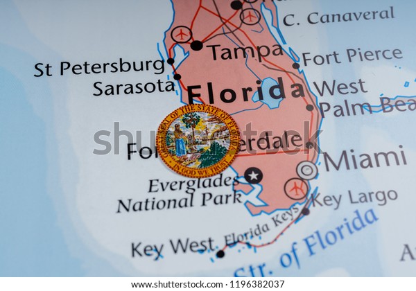 Florida State On Map Stock Photo Edit Now 1196382037