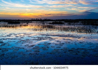 Florida sunset on a marsh lake