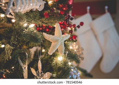 Florida Themed Christmas Tree With Starfish Ornament