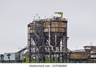 Florida, United States-February 8, 2020: Ash Handling Plant In Coal Fired Power Plant Tampa