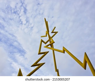 Florida, United States-February 8, 2020: Lightning Sculpture At Home Stadium Of  Tampa Bay Hockey Team