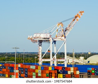 Florida, United States-January 25, 2020: Shipyard At The Port Of Tampa Bay