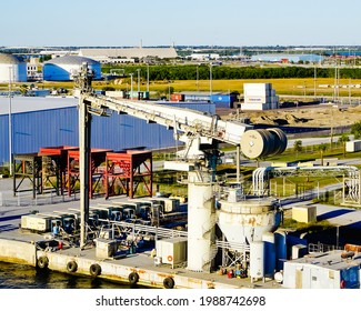 Florida, United States-January 25, 2020: Cement Plant At Port Of Tampa Bay