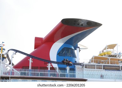 Florida, Usa - 2022-10-08:Carnival Lines First LNG Powered Cuise Vessel Mardi Gras Berths At Rotterdam Cruise Terminal