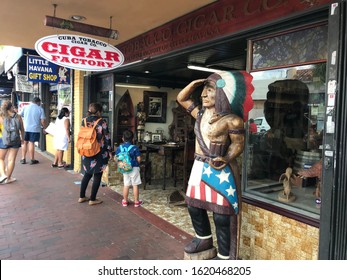 Florida, USA - March 17, 2019 : Cuban Cigar Factory In Little Havana Miami