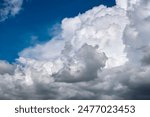 Florida weather. Blue sky with white summer rain clouds. Colorful summer landscape