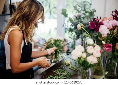 Florist Makes A Bouquet.
