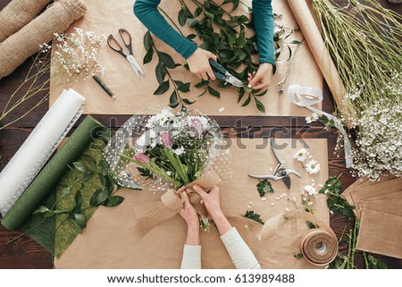 Similar – Image, Stock Photo Bouquet on a table in an outdoor cafe