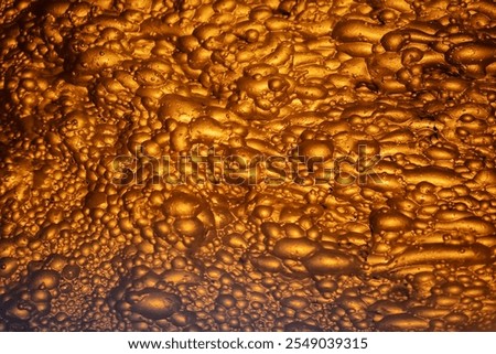 Flotation and processing for copper ore. Closeup of fine pulp with bubbles, concentration plant.