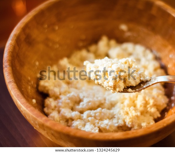Flour Eggs Cottage Cheese Rustic Cookbook Stock Photo Edit Now