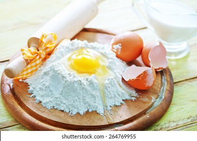 flour and raw eggs