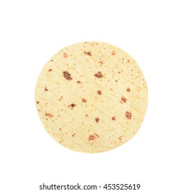 Flour tortilla flatbread isolated over the white background