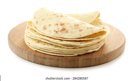 Flour tortillas isolated on white