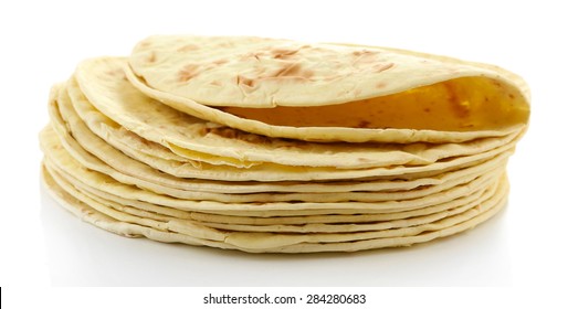 Flour Tortillas Isolated On White