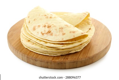 Flour tortillas isolated on white