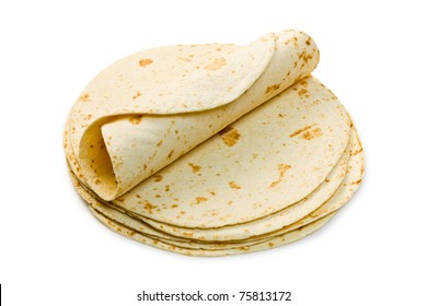  Flour Tortillas On White Background