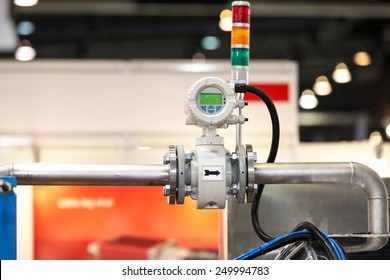 Flow Meter System On Factory Pipeline 