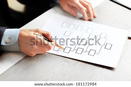 flowchart with empty boxes shows business structure