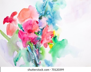 Flower, Abstract Water Color